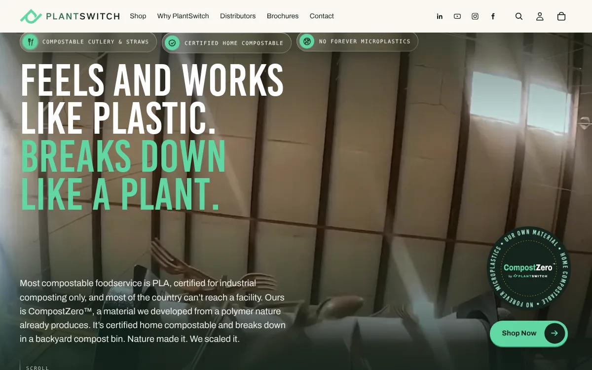 Preview of the rebuilt PlantSwitch Shopify store homepage
